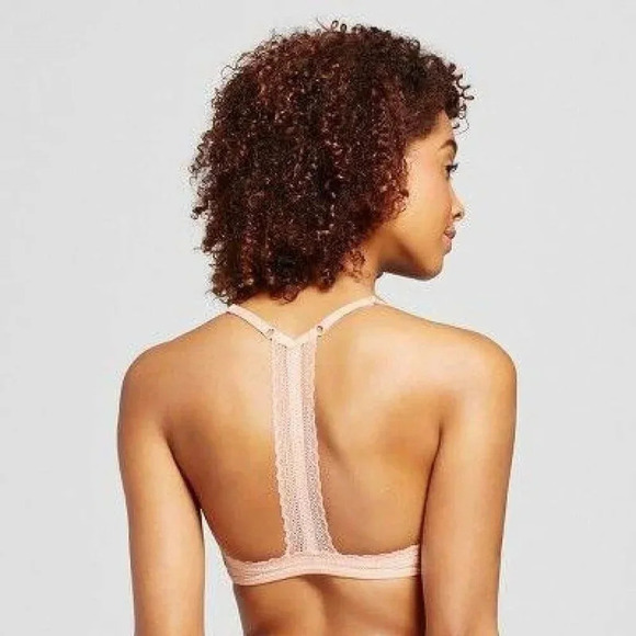 34C Xhilaration Front Close Lounge Wire Free Lace Bra Feather Peach NWT - Picture 6 of 6